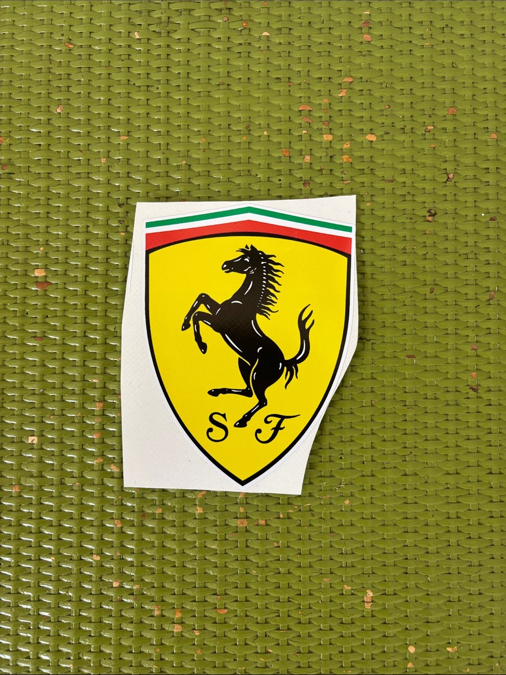 Ferrari Yellow Black Shield Decal with Italian Tricolor